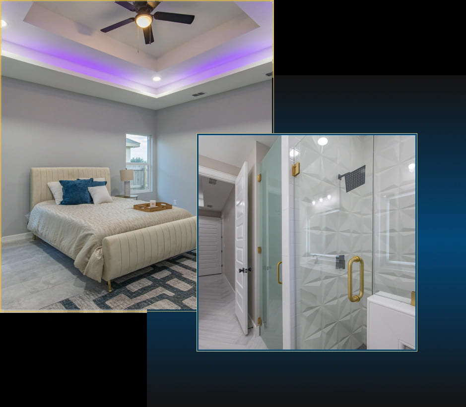 Bedroom and bathroom design by Espino Construction 